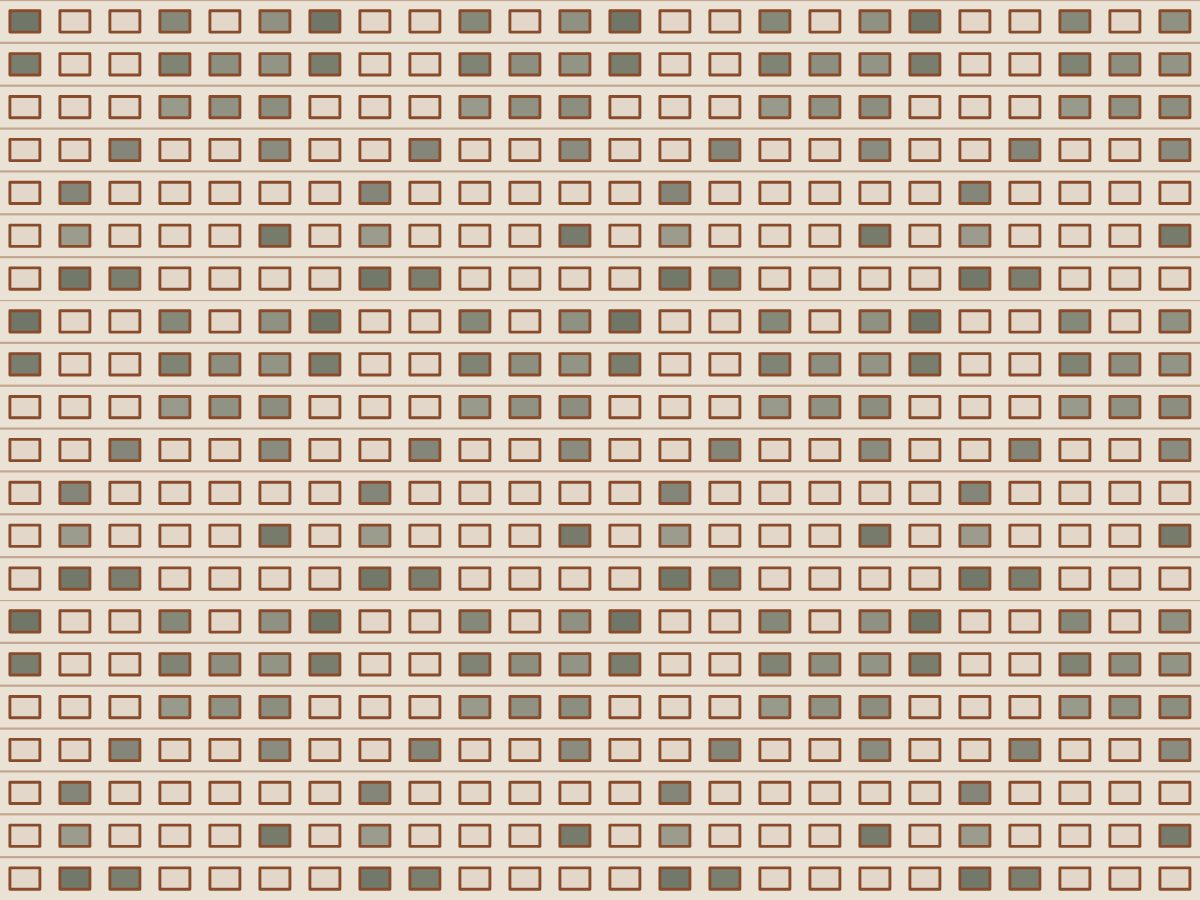 Night windows, Built Environment collection, seamless repeat pattern shown in Oxide on oak