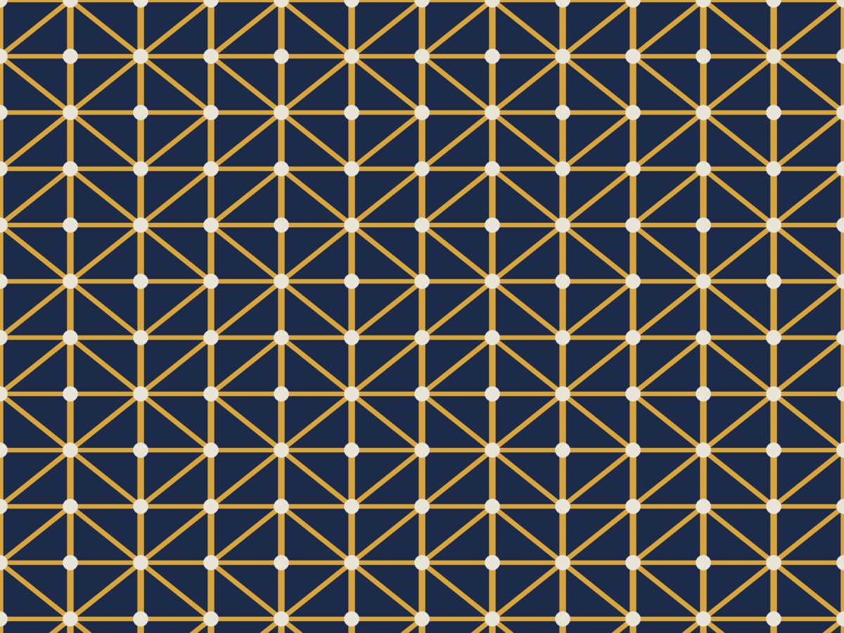 Scaffold, Built Environment collection, seamless repeat pattern shown in Ochre on navy