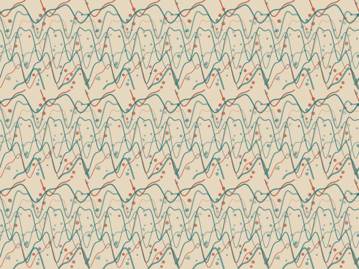 Drip, Contemporary collection, seamless repeat pattern shown in Teal on sand