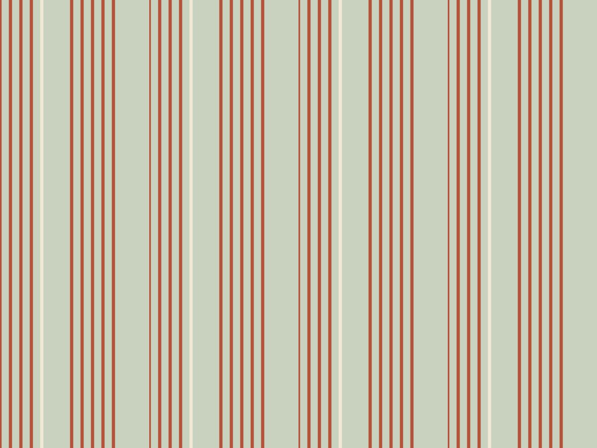 Serial line, Contemporary collection, seamless repeat pattern shown in Terracotta on sage