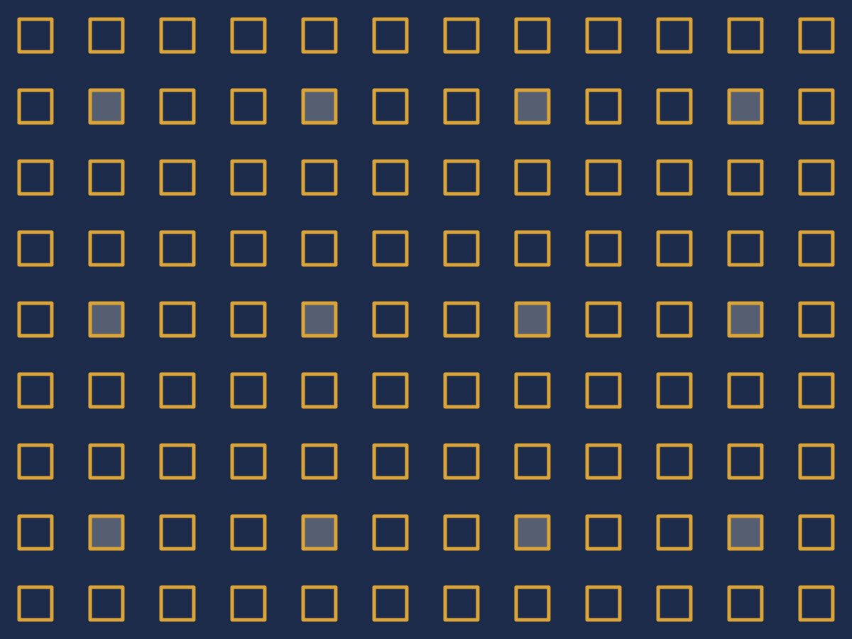 Unit grid, Contemporary collection, seamless repeat pattern shown in Ochre on navy