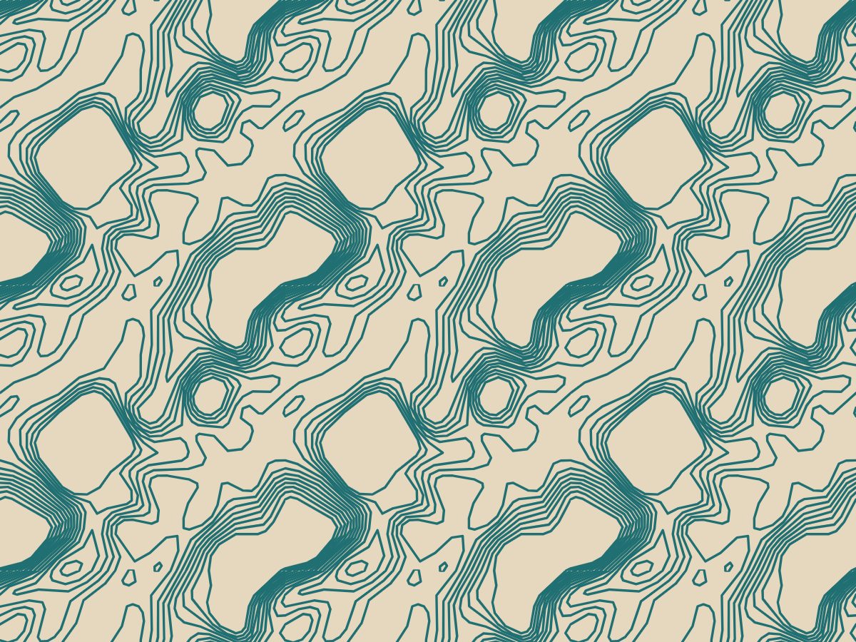 Isoline, Contour collection, seamless repeat pattern shown in Teal on sand