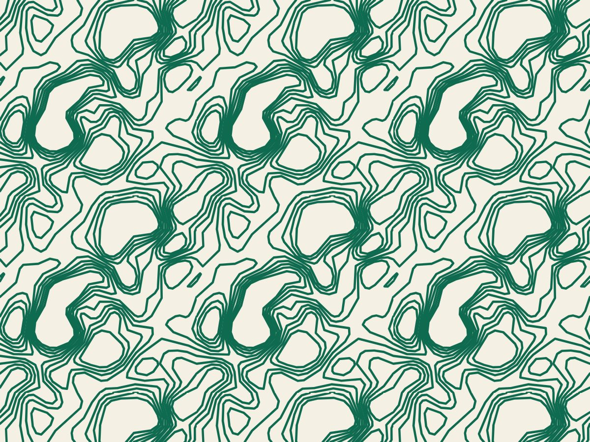 Topography, Contour collection, seamless repeat pattern shown in Emerald on ivory