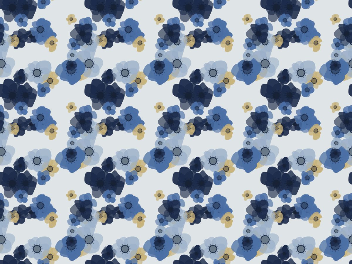 Anemone, Flowers collection, seamless repeat pattern shown in Harbor