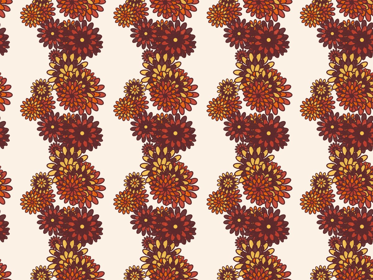 Dahlia, Flowers collection, seamless repeat pattern shown in Sunset