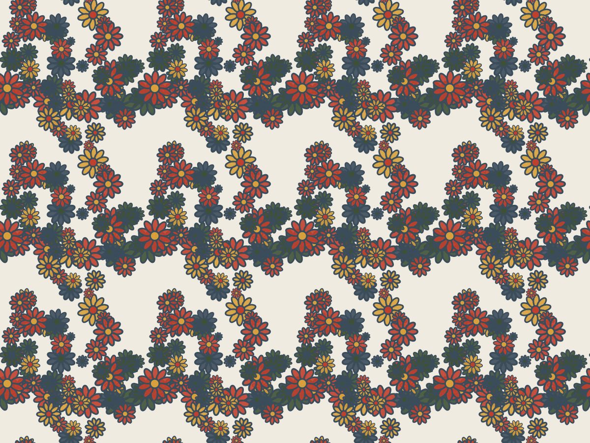 Daisy scatter, Flowers collection, seamless repeat pattern shown in Terrazzo