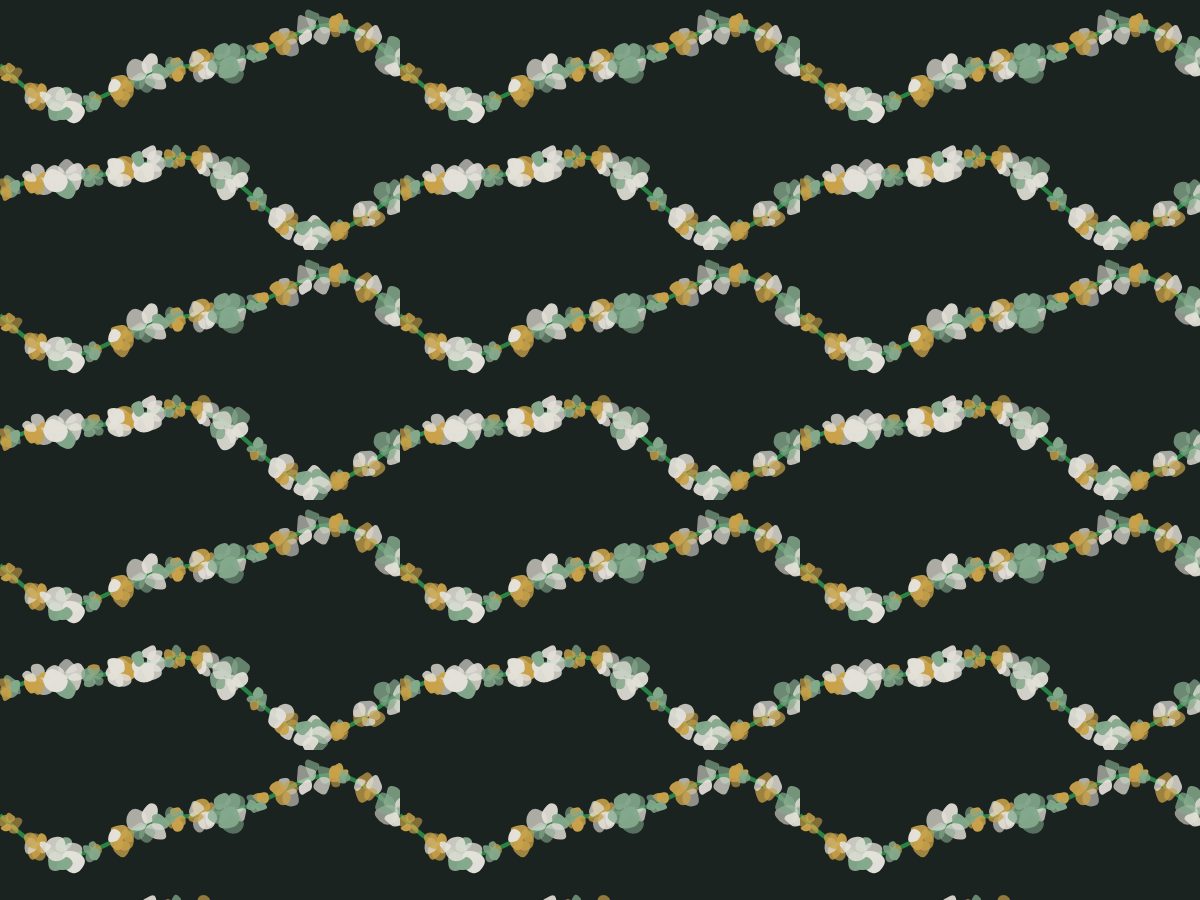 Garland, Flowers collection, seamless repeat pattern shown in Night garden