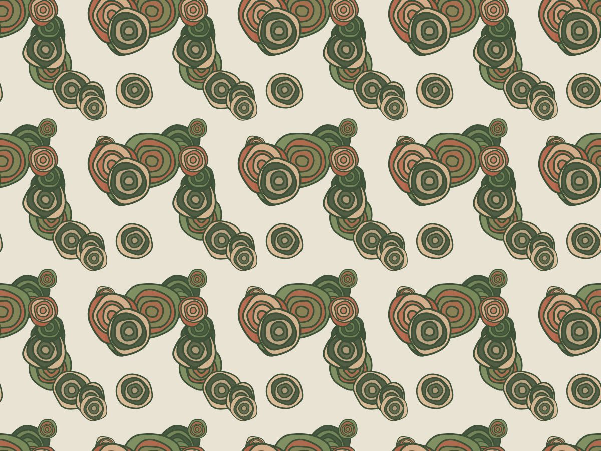 Rose, Flowers collection, seamless repeat pattern shown in Moss and clay