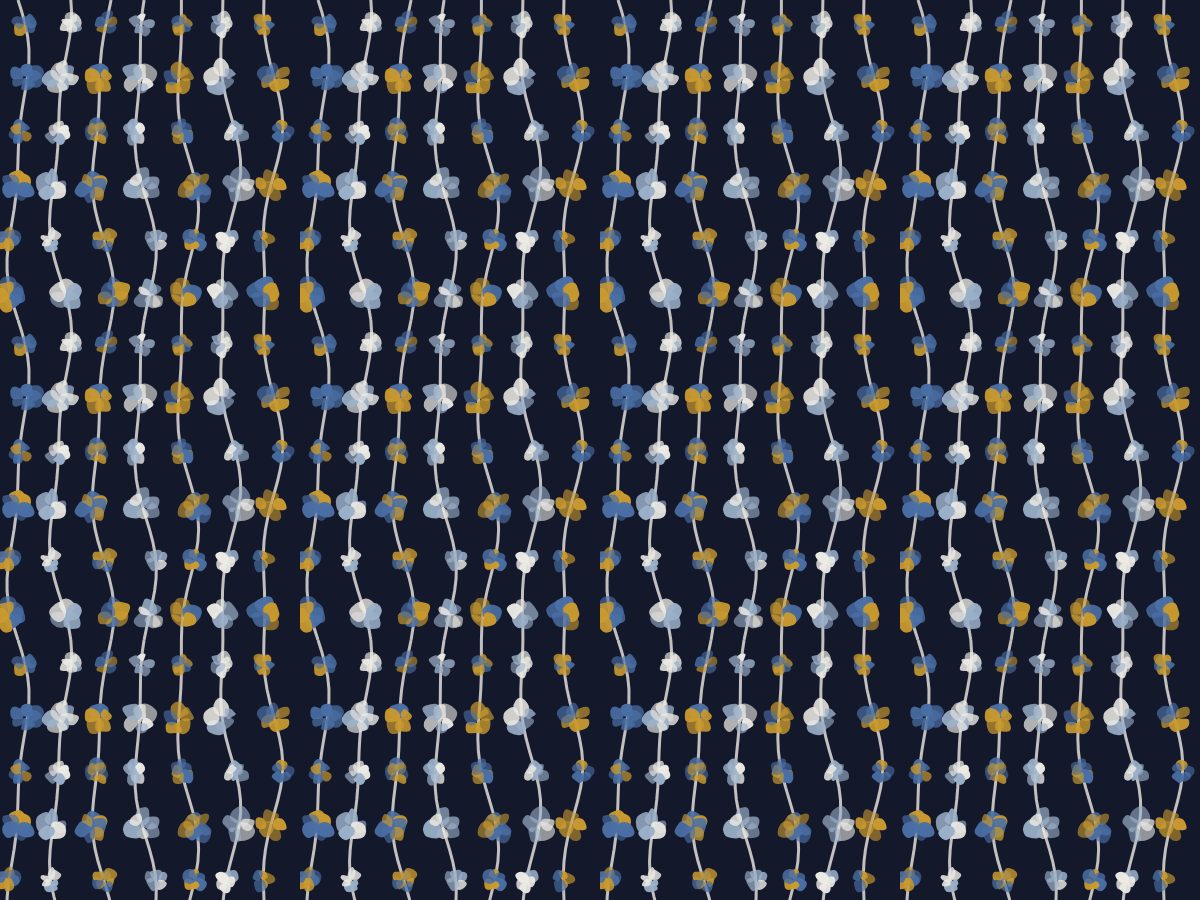 Stem stripe, Flowers collection, seamless repeat pattern shown in Midnight