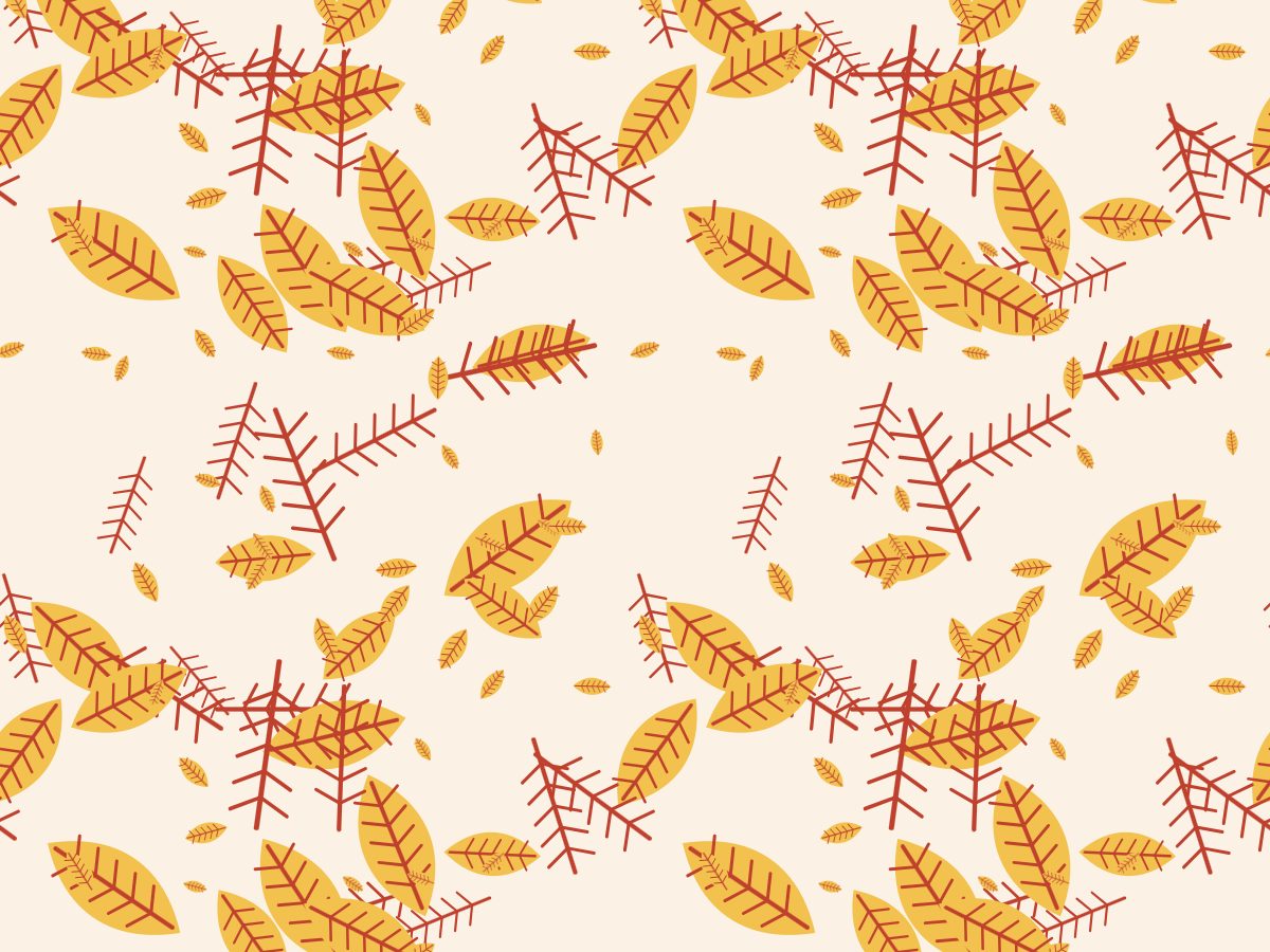Leaf print, Garden collection, seamless repeat pattern shown in Sunset