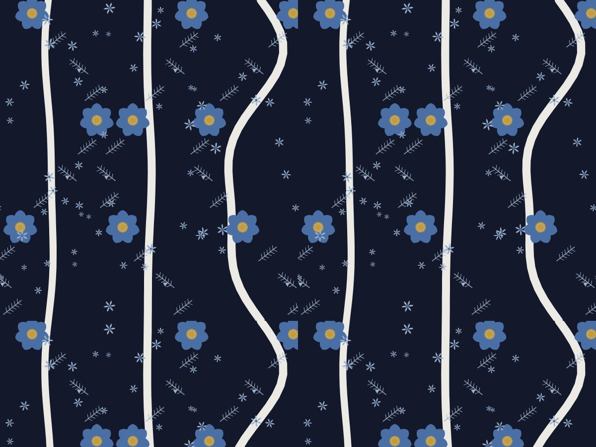Vine, Garden collection, seamless repeat pattern shown in Midnight