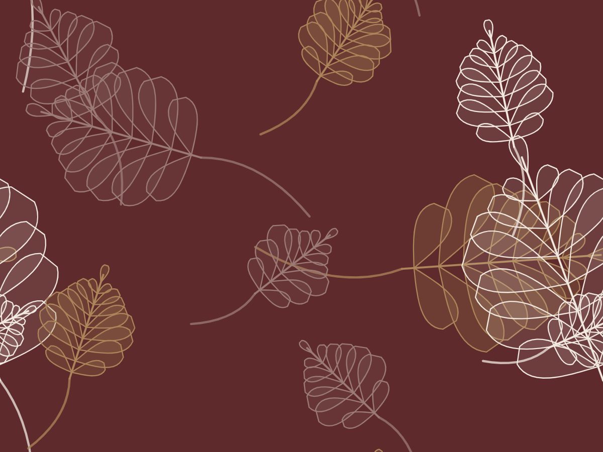Split leaf, Grove collection, seamless repeat pattern shown in Ivory on oxblood