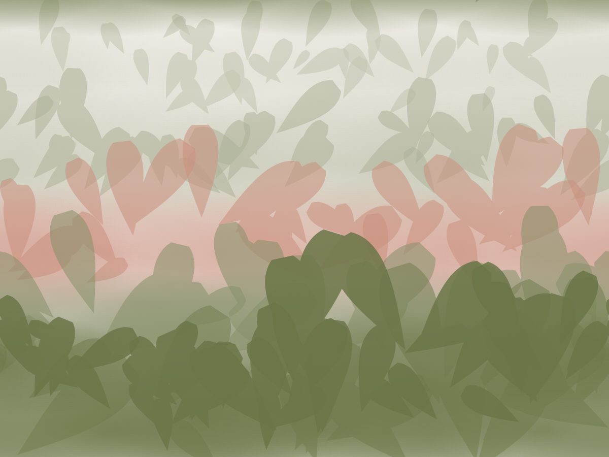 Understory, Grove collection, seamless repeat pattern shown in Olive and terracotta