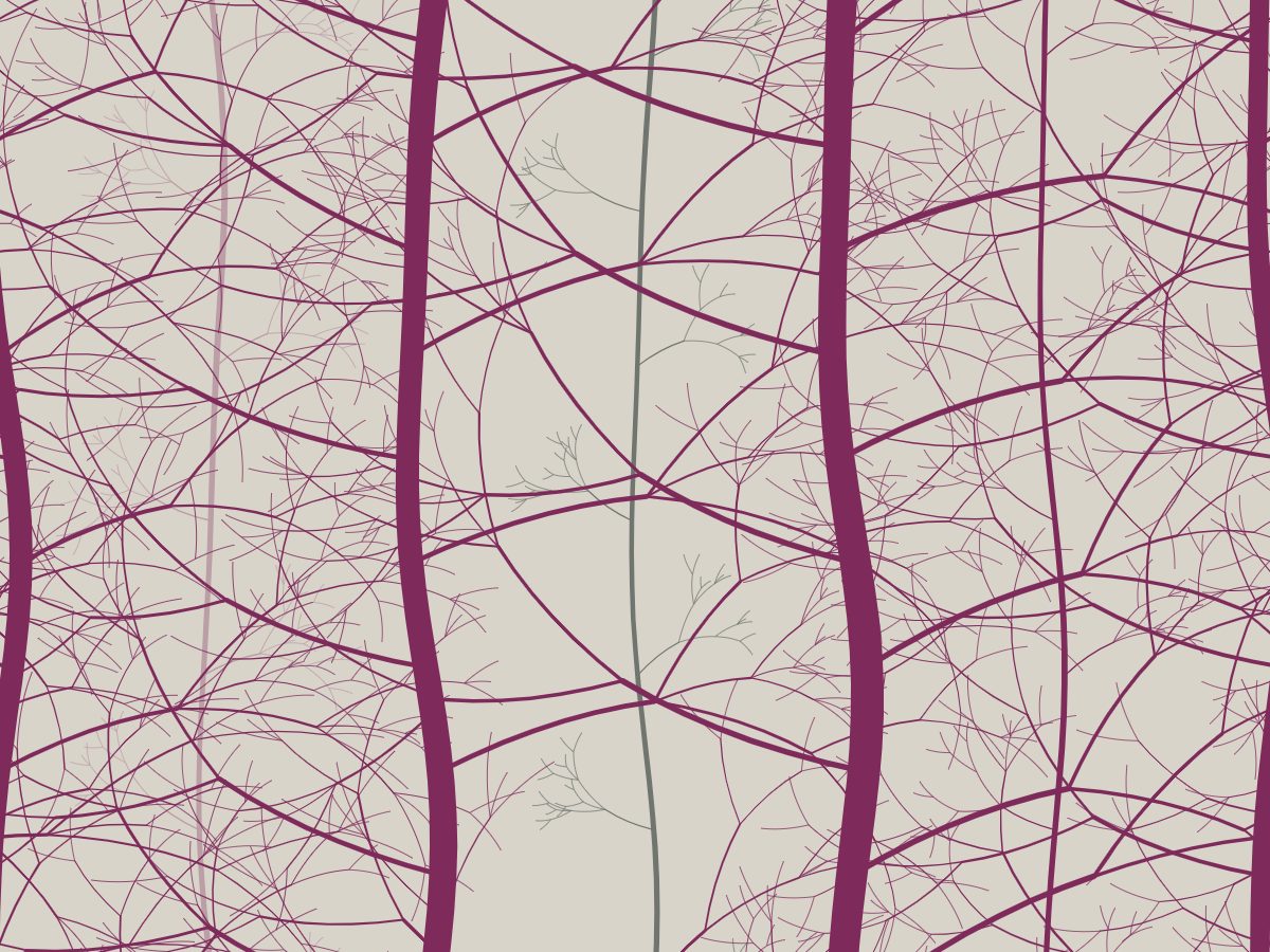 Winter branch, Grove collection, seamless repeat pattern shown in Plum on stone