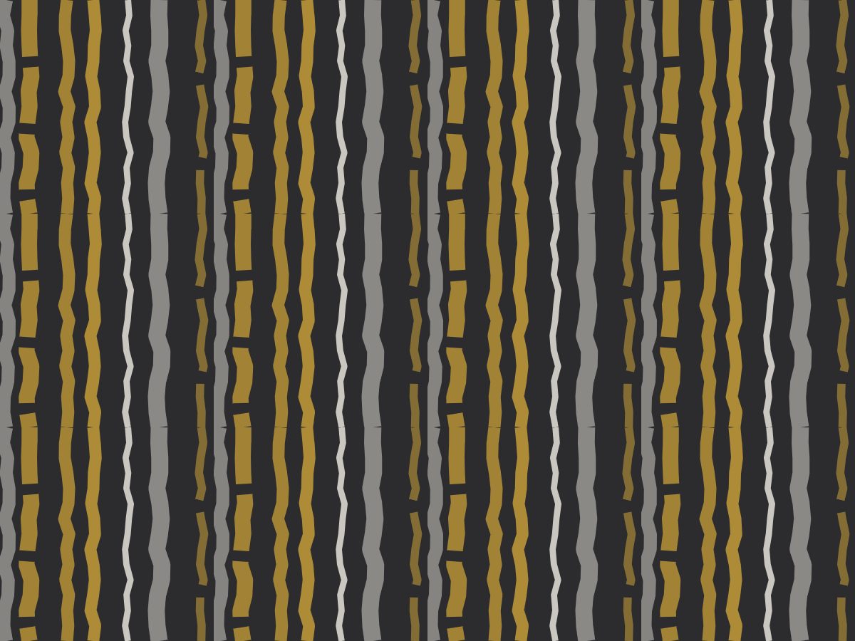 Broken stripe, Hand Block collection, seamless repeat pattern shown in Mustard on charcoal