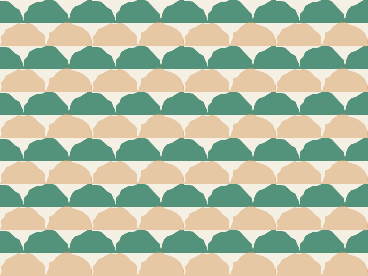Half moon, Hand Block collection, seamless repeat pattern shown in Emerald on ivory