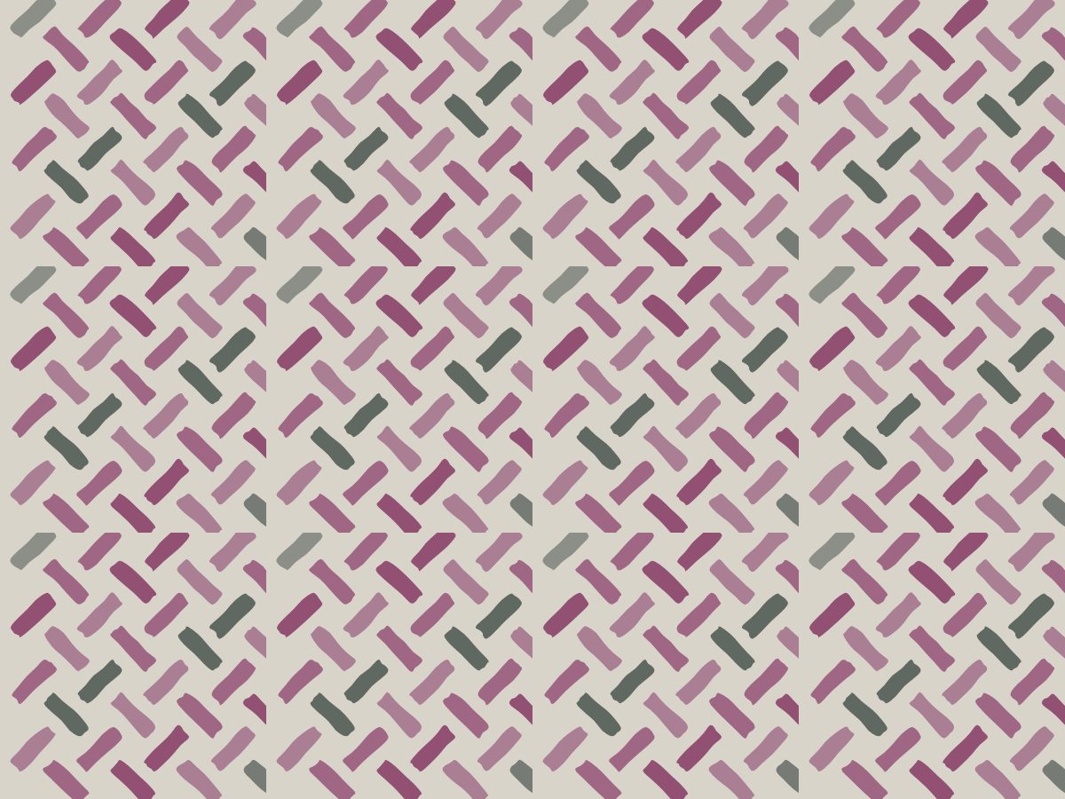 Herringbone, Hand Block collection, seamless repeat pattern shown in Plum on stone
