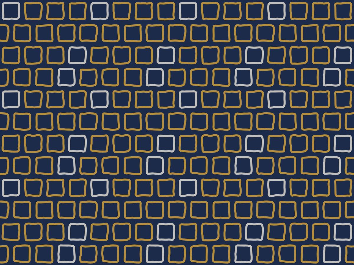 Tile square, Hand Block collection, seamless repeat pattern shown in Ochre on navy