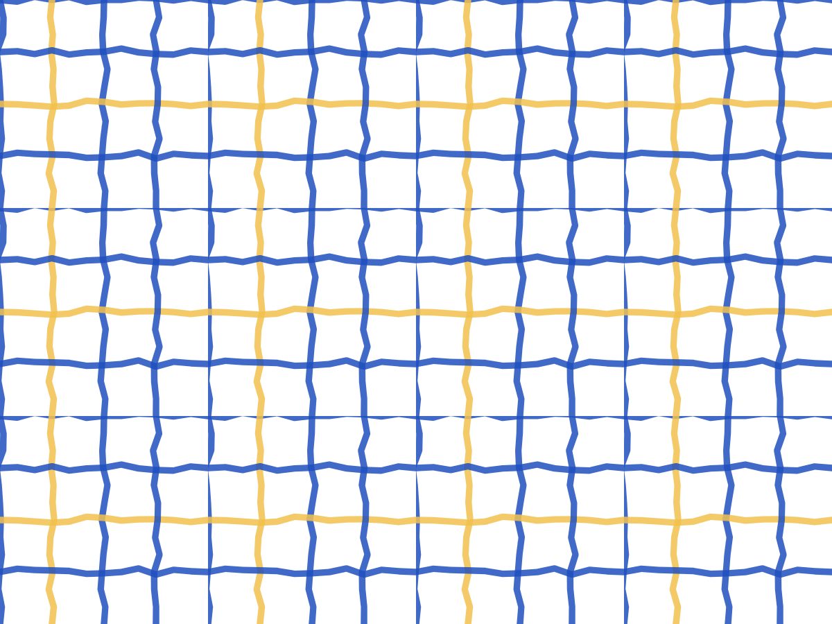 Wobble grid, Hand Block collection, seamless repeat pattern shown in Cobalt on white