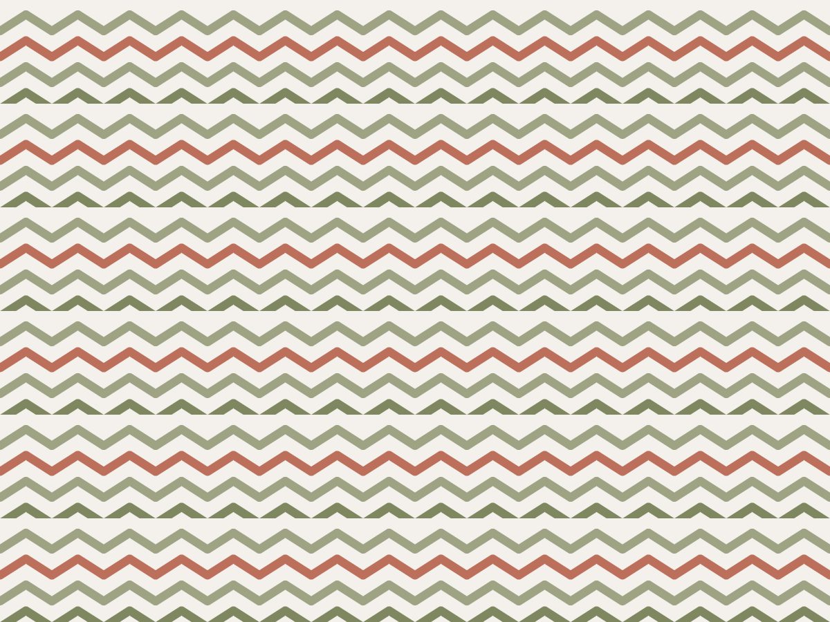 Zigzag, Hand Block collection, seamless repeat pattern shown in Olive and terracotta