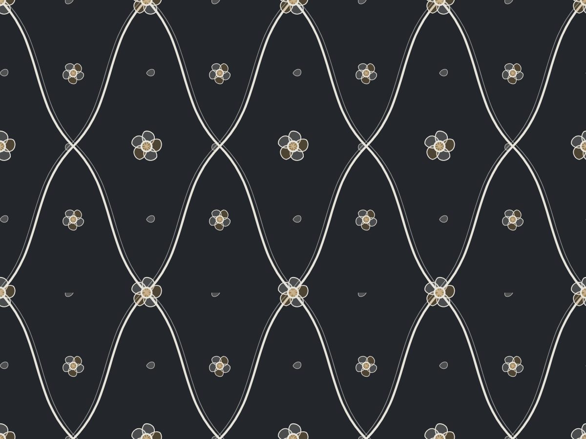 Trellis vine, Large Format collection, seamless repeat pattern shown in Bone on ink