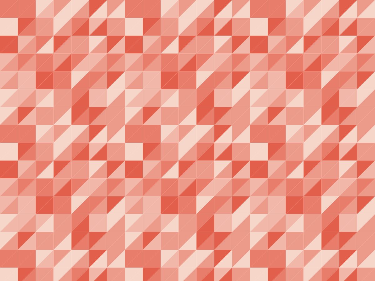 Triangulate, Mirror collection, seamless repeat pattern shown in Coral on cream