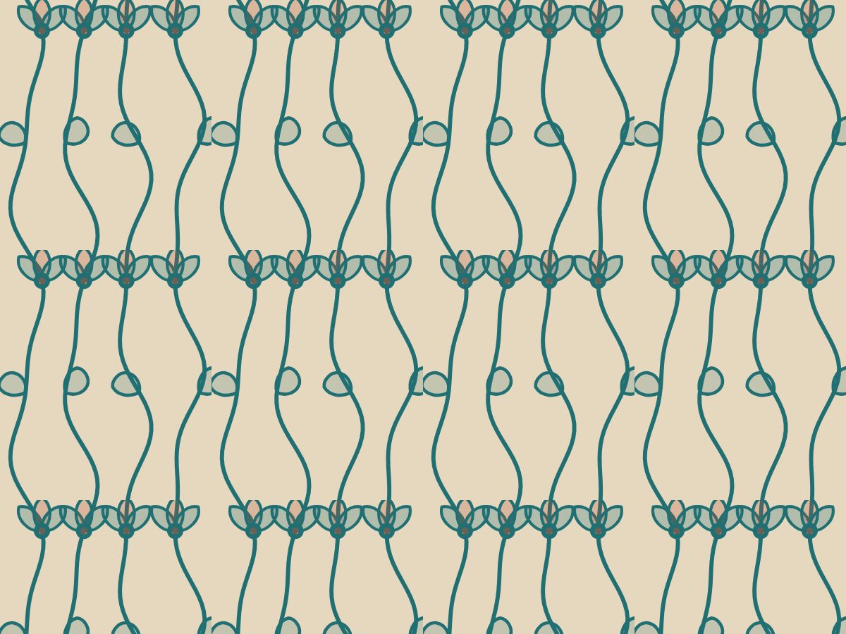 Lily stem, Modern collection, seamless repeat pattern shown in Teal on sand