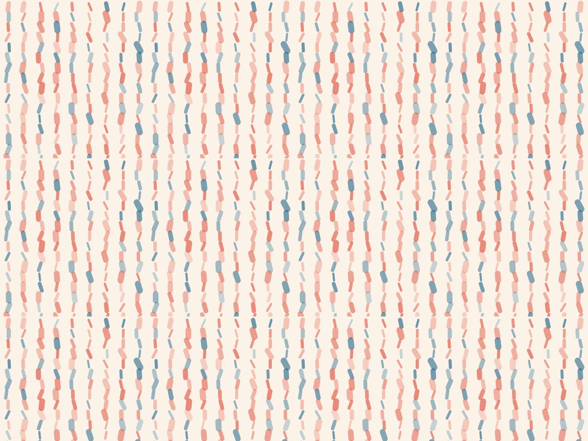 Poplar dabs, Modern collection, seamless repeat pattern shown in Coral on cream