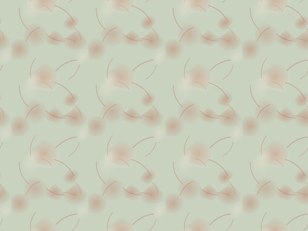 Soft form, Modern collection, seamless repeat pattern shown in Terracotta on sage