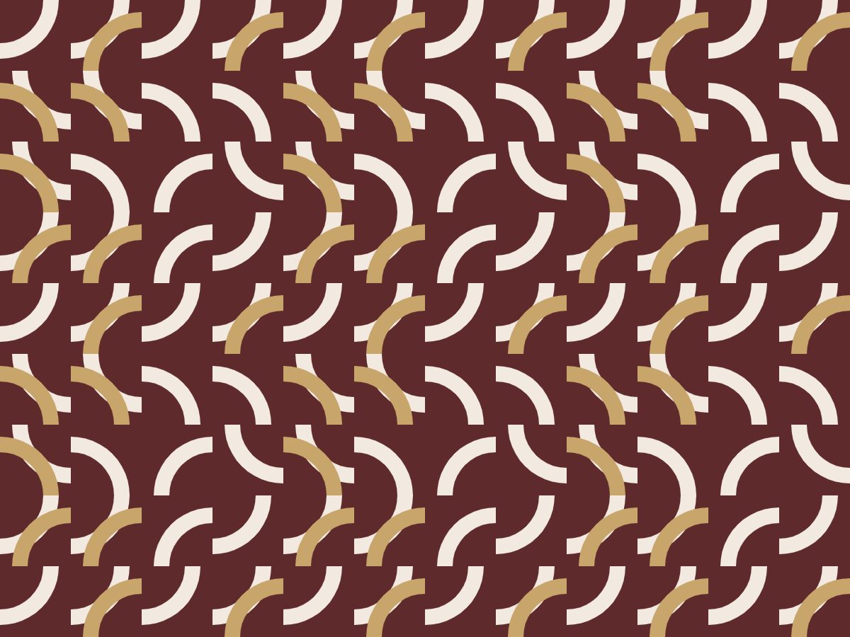 Bow, Modular collection, seamless repeat pattern shown in Ivory on oxblood