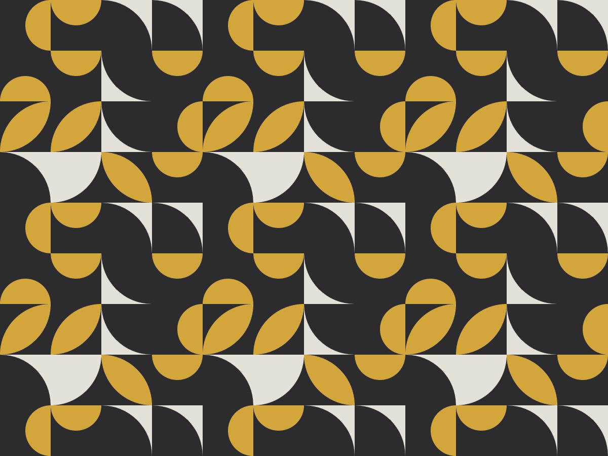 Split, Modular collection, seamless repeat pattern shown in Mustard on charcoal