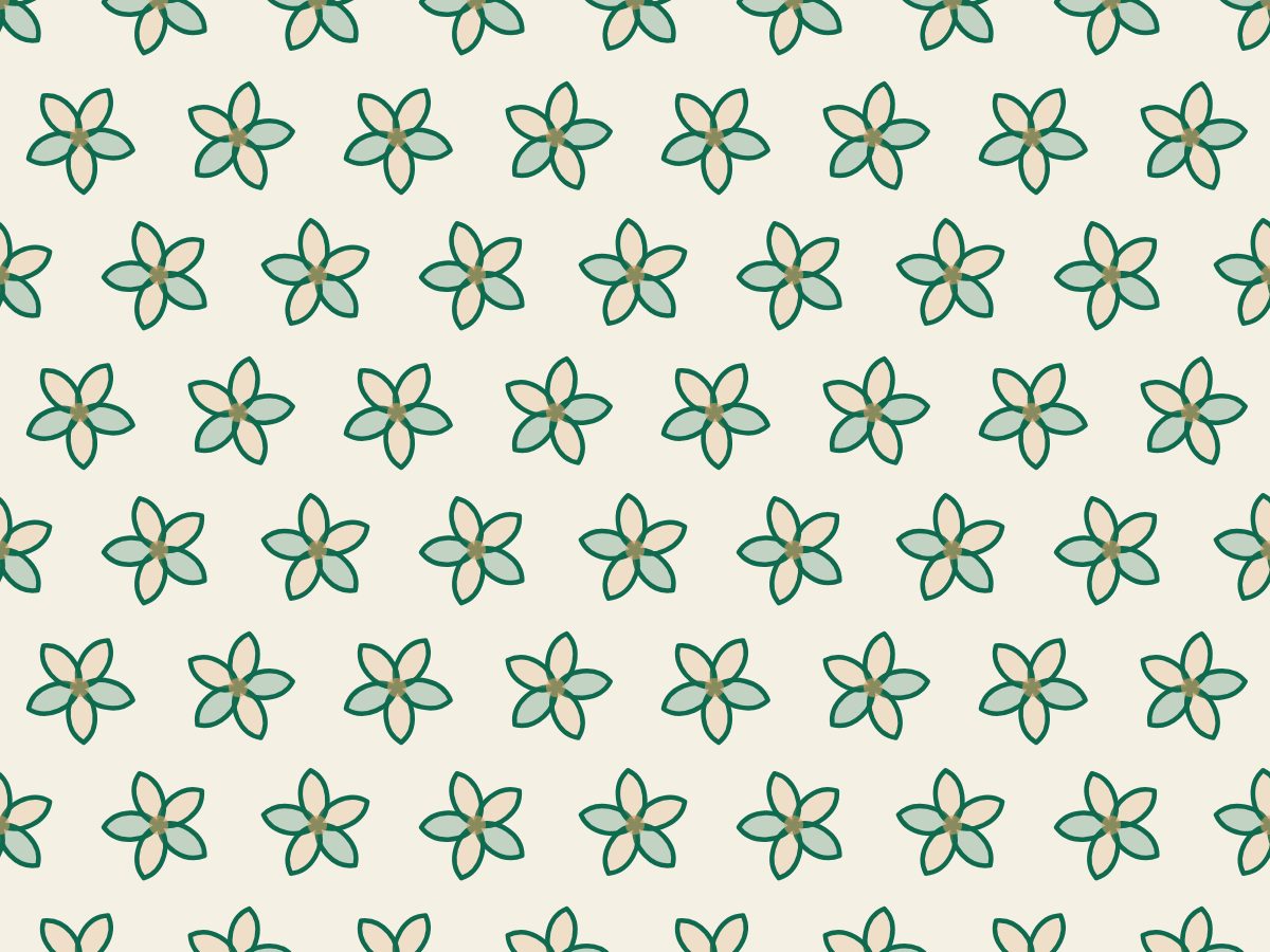 Bud cluster, Nature's Form collection, seamless repeat pattern shown in Emerald on ivory