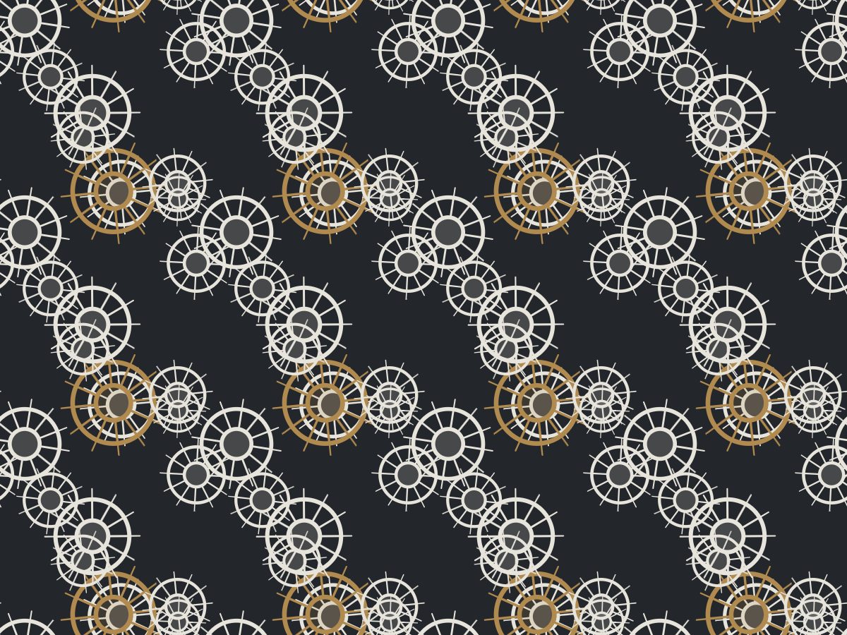 Radiolarian, Nature's Form collection, seamless repeat pattern shown in Bone on ink