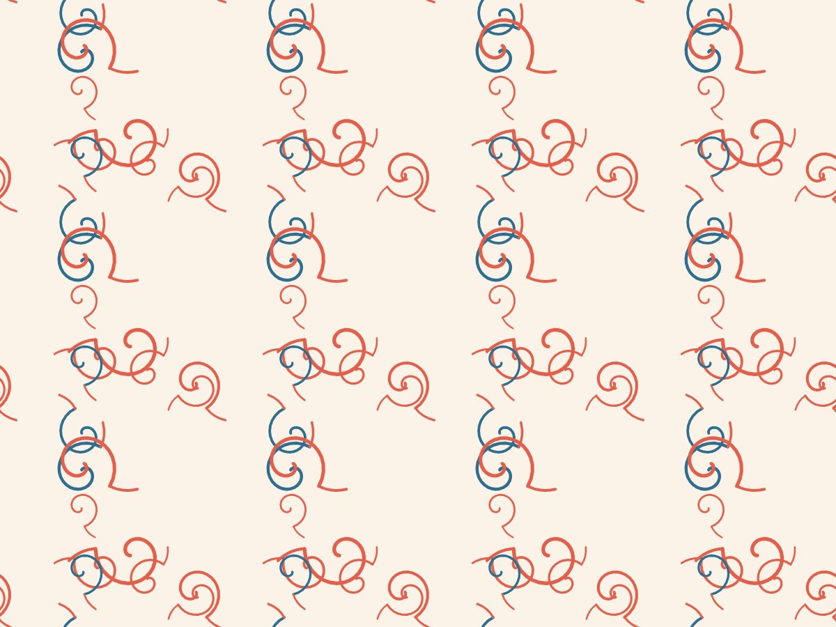 Tendril, Nature's Form collection, seamless repeat pattern shown in Coral on cream