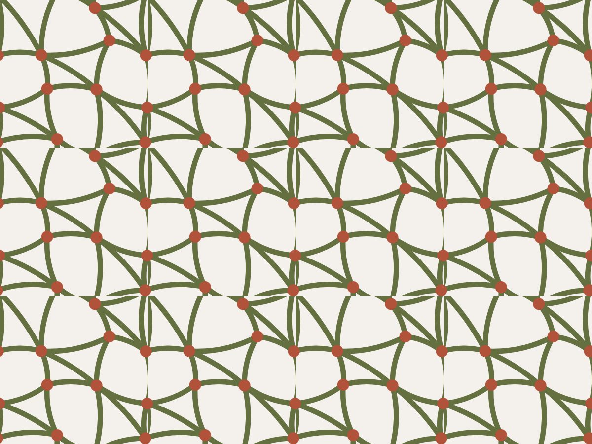 Trabecular, Nature's Form collection, seamless repeat pattern shown in Olive and terracotta