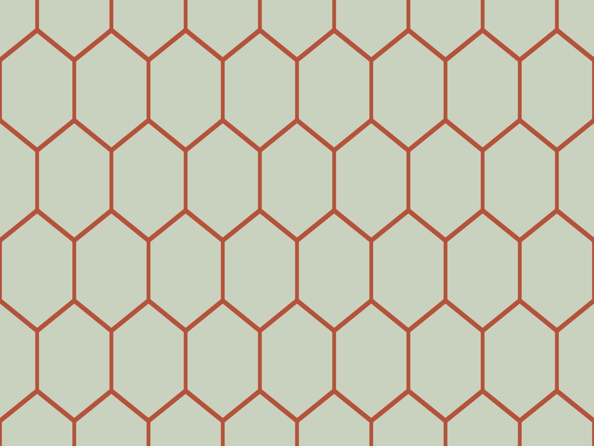 Basalt column, Nature's Geometry collection, seamless repeat pattern shown in Terracotta on sage