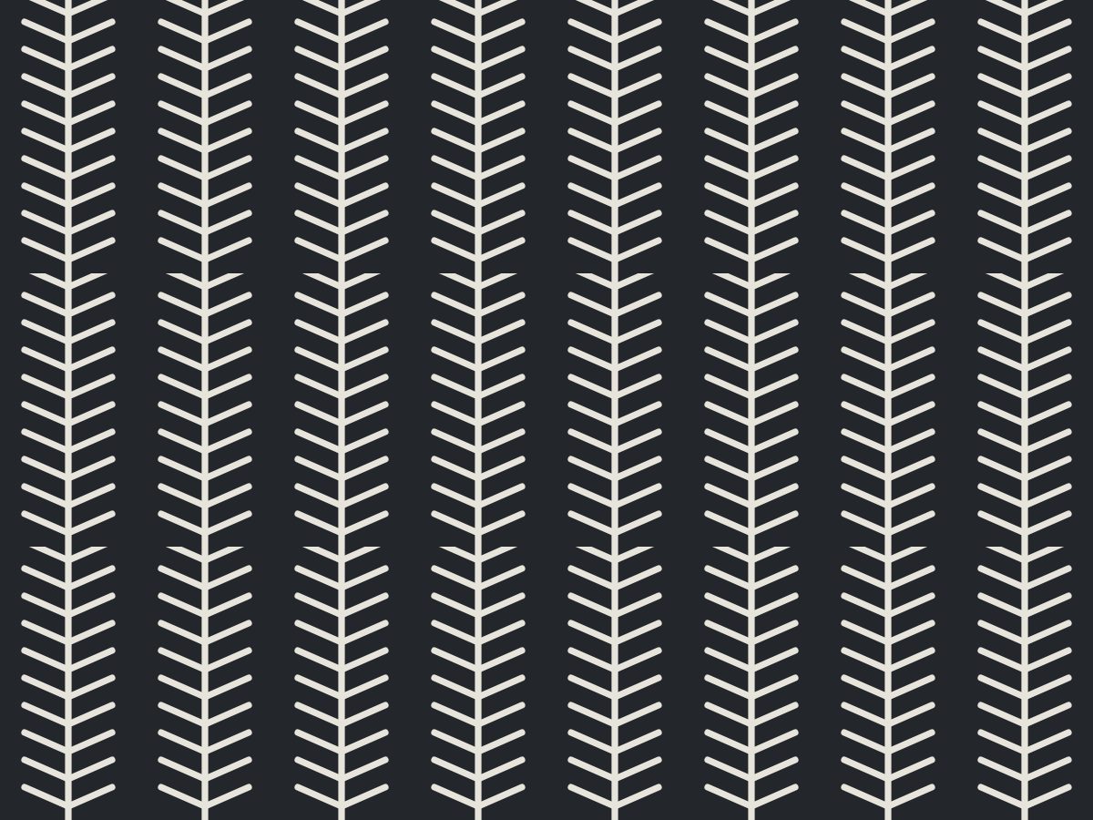 Fern frond, Nature's Geometry collection, seamless repeat pattern shown in Bone on ink