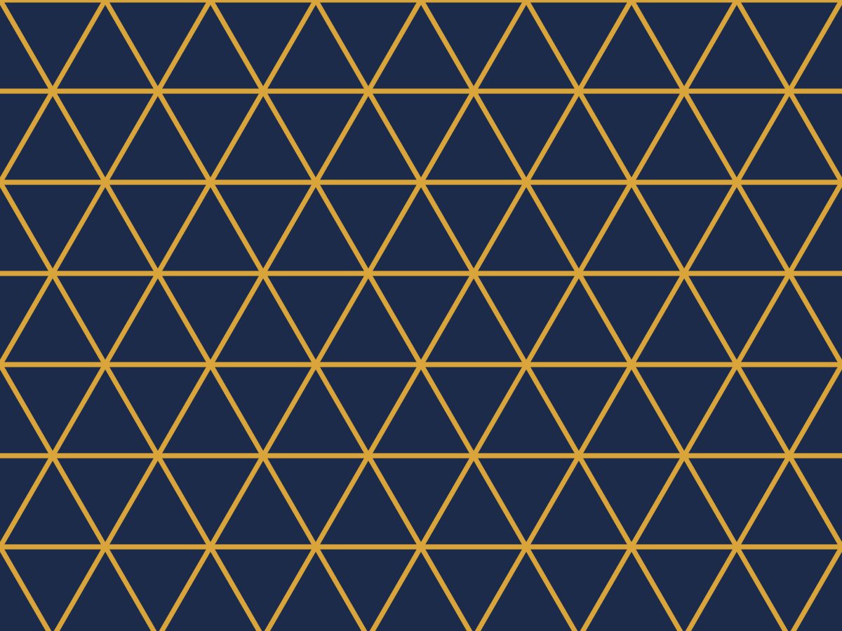 Frost lattice, Nature's Geometry collection, seamless repeat pattern shown in Ochre on navy