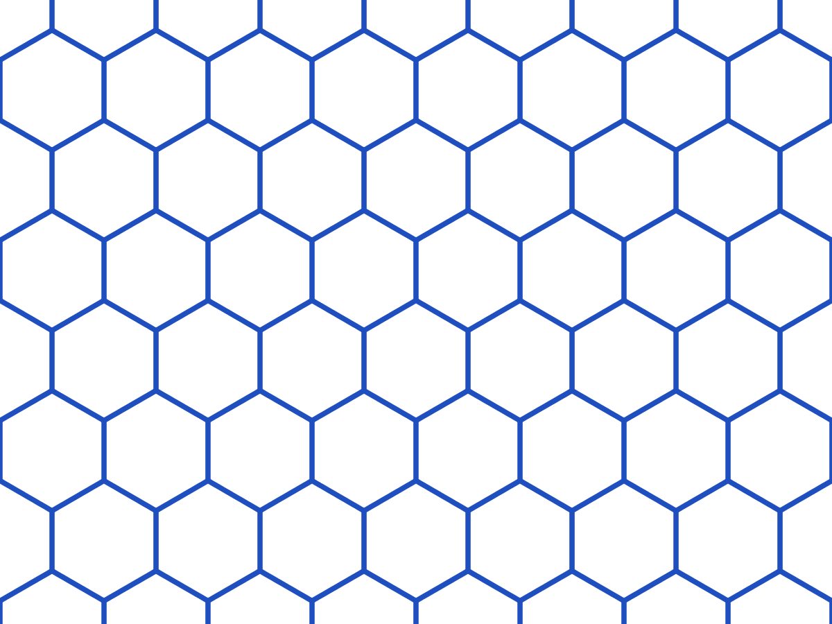 Honeycomb, Nature's Geometry collection, seamless repeat pattern shown in Cobalt on white