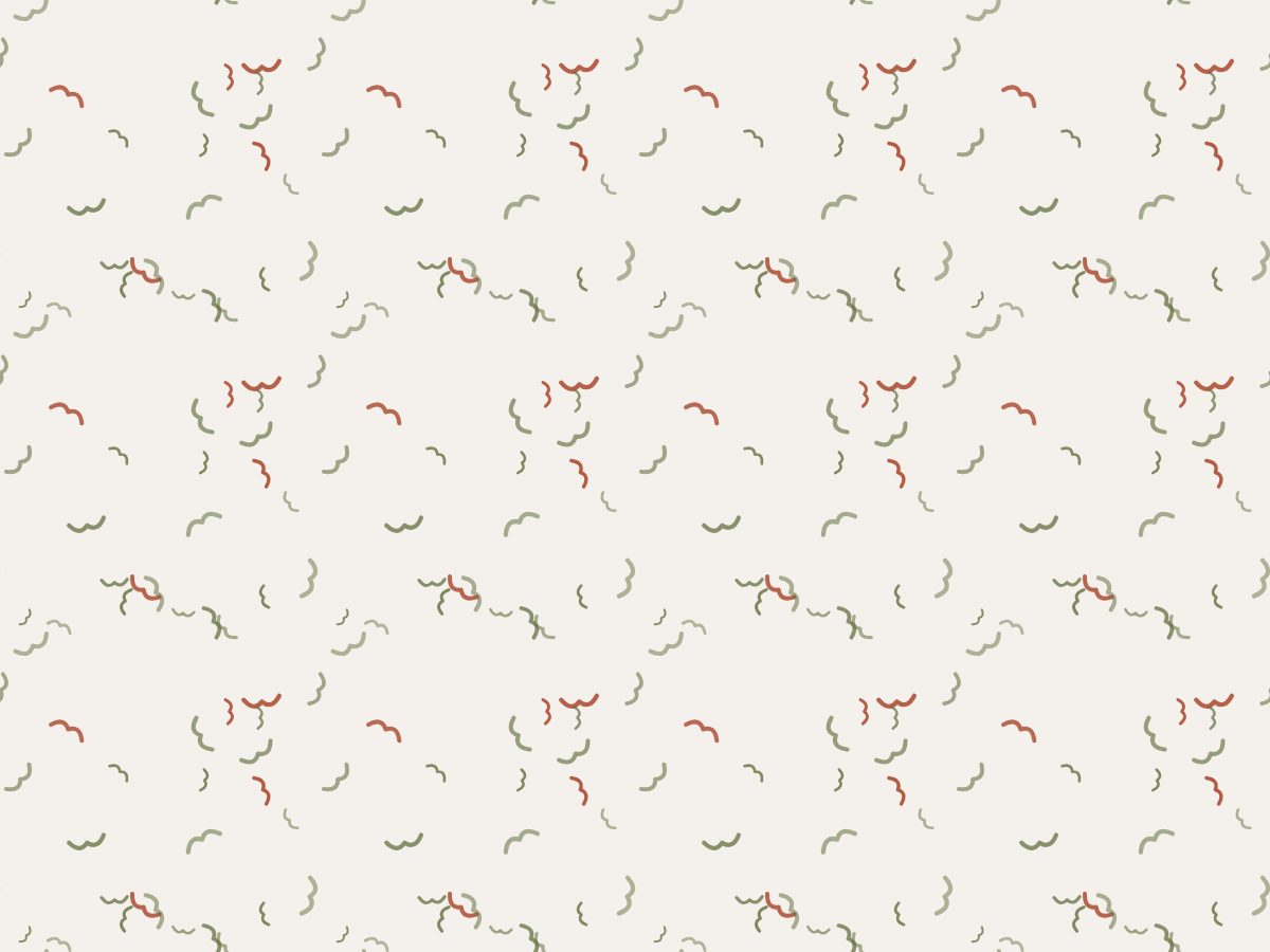 Murmuration, Nature's Hand collection, seamless repeat pattern shown in Olive and terracotta