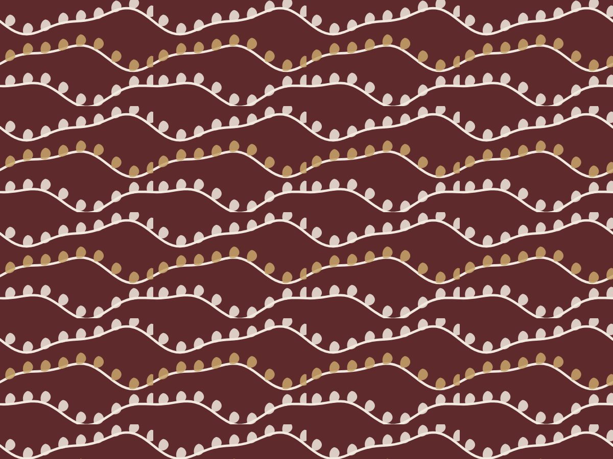 Vine trail, Nature's Hand collection, seamless repeat pattern shown in Ivory on oxblood