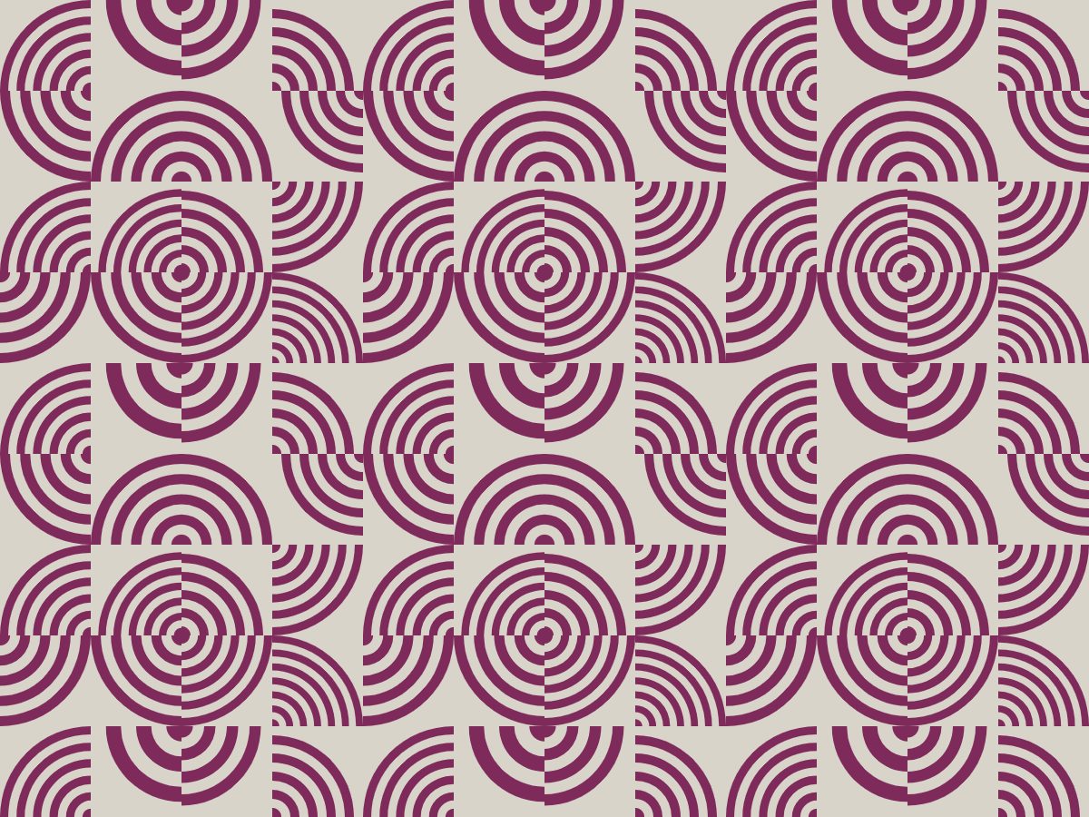 Shell, Optic collection, seamless repeat pattern shown in Plum on stone