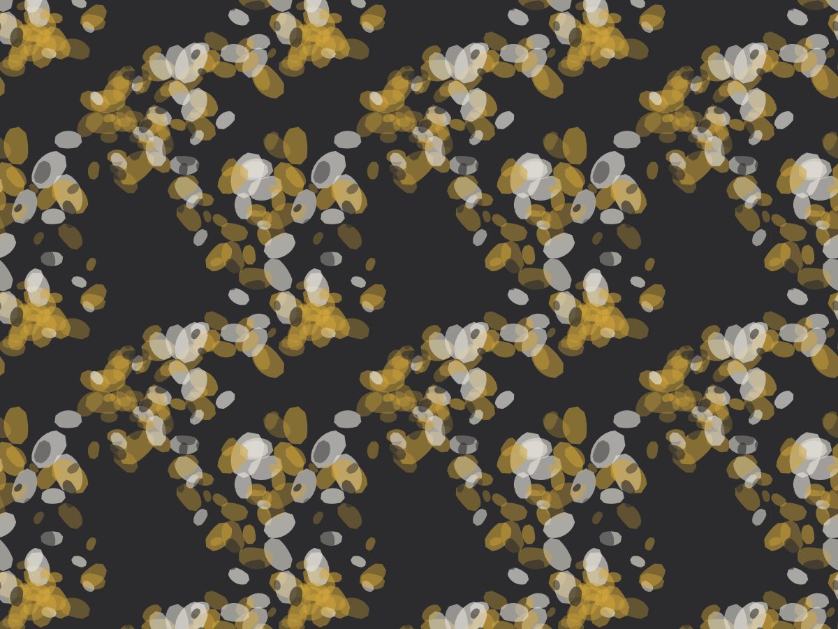 Impasto, Painterly collection, seamless repeat pattern shown in Mustard on charcoal