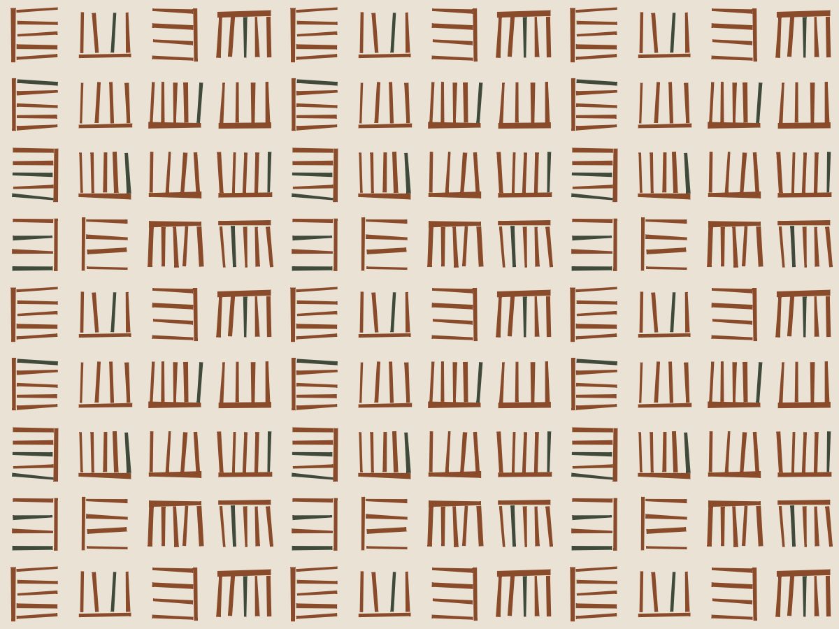 Comb, Tribal collection, seamless repeat pattern shown in Oxide on oak