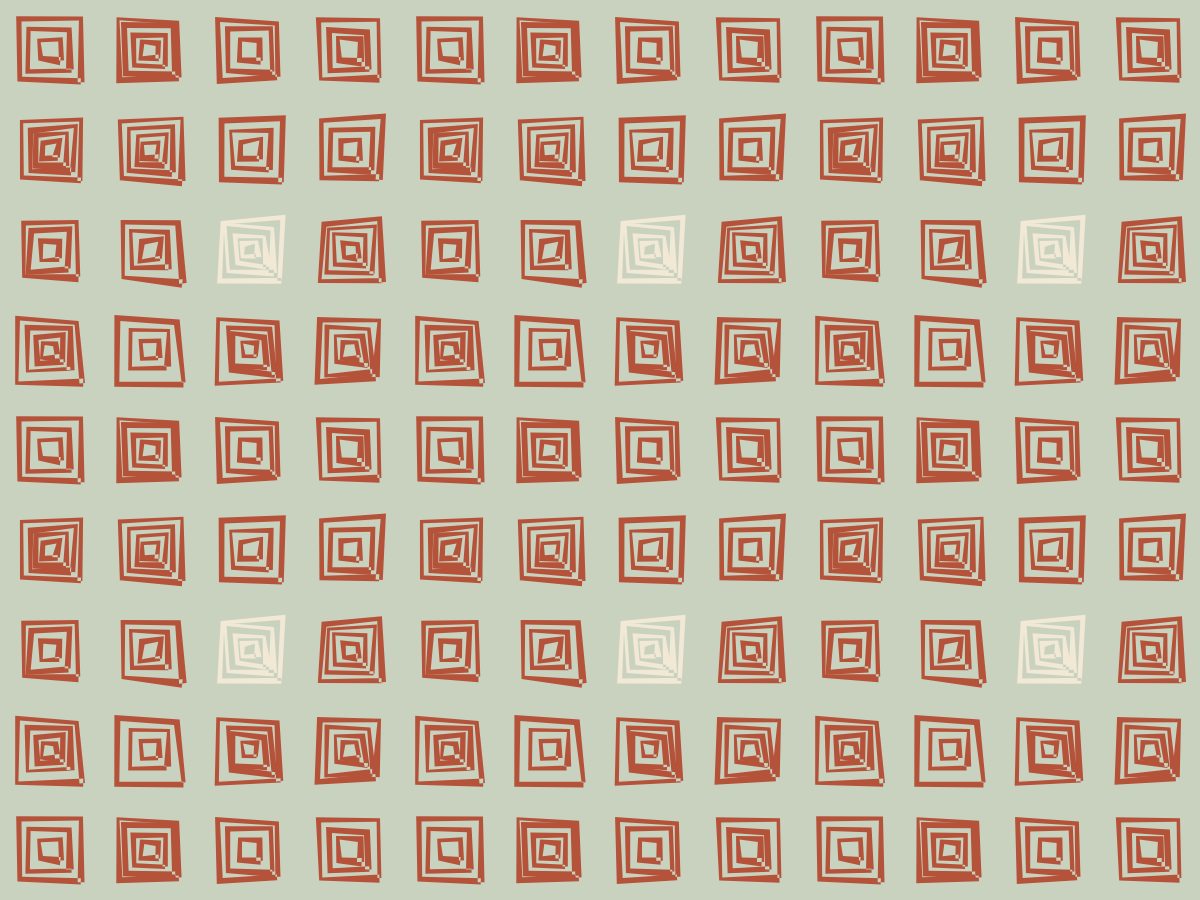 Cut diamond, Tribal collection, seamless repeat pattern shown in Terracotta on sage