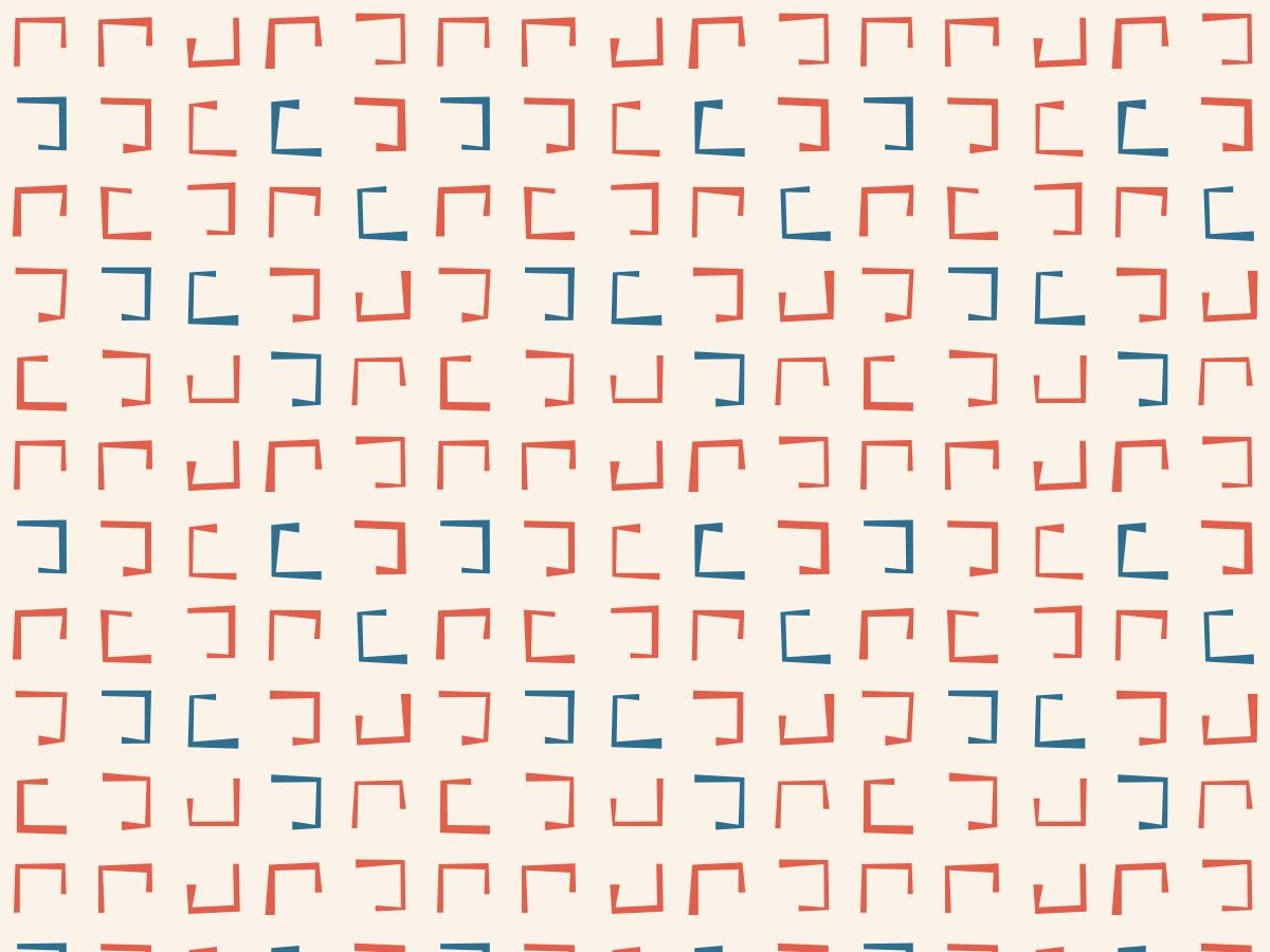 Hook, Tribal collection, seamless repeat pattern shown in Coral on cream