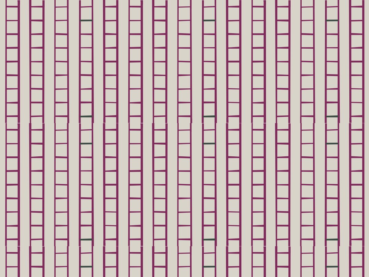 Ladder, Tribal collection, seamless repeat pattern shown in Plum on stone