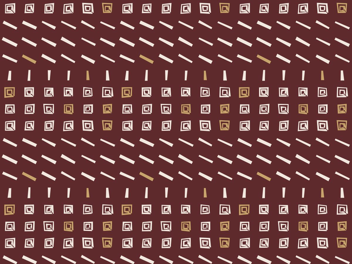 Strip, Tribal collection, seamless repeat pattern shown in Ivory on oxblood