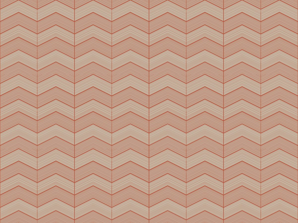 Chevron, Woodgrains collection, seamless repeat pattern shown in Terracotta on sage
