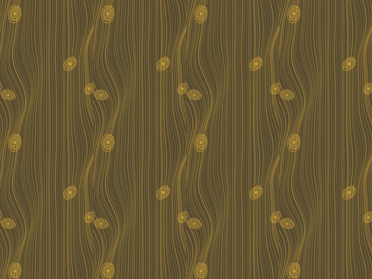 Knotty, Woodgrains collection, seamless repeat pattern shown in Mustard on charcoal